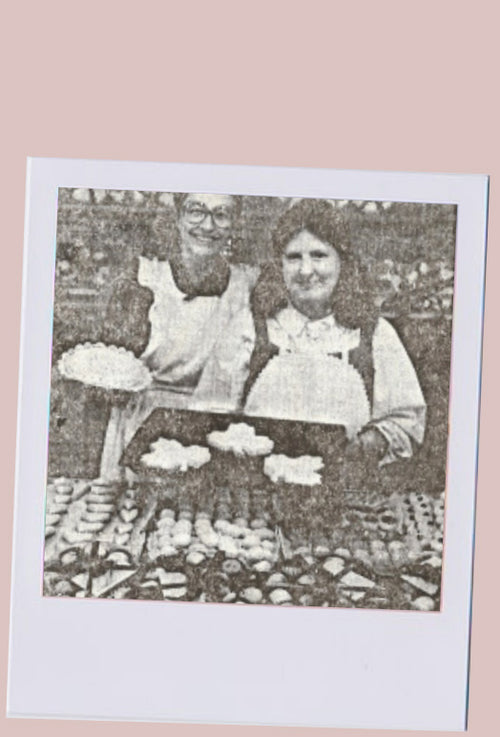 Mary Macleod with friend making Canada day shortbread cookies