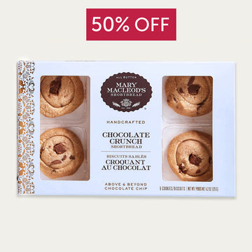 window bakery box of 6 chocolate crunch shortbread cookies, now available on special for 50% off