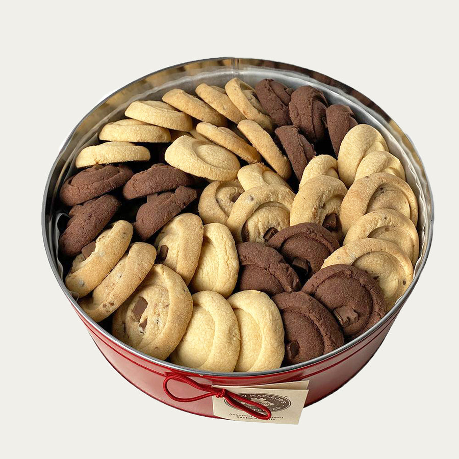 Grand red tin of assorted shortbread cookies